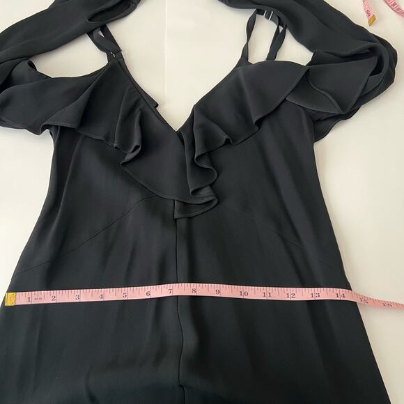 A.L.C Felicia Ruffle V-Neck Little Black Dress Size 2 - Picture 8 of 15